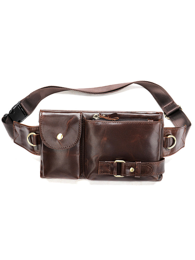 Riñonera de piel auténtica para hombre