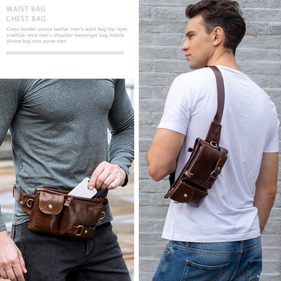Riñonera de piel auténtica para hombre