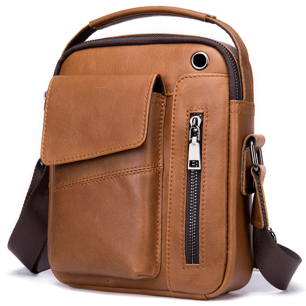 Bolso bandolera de piel de vaca para hombre