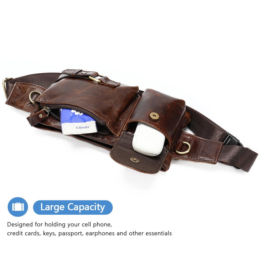 Riñonera de piel auténtica para hombre