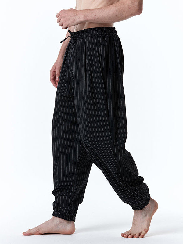 Men's Drawstring Casual Loose Stripe Pants