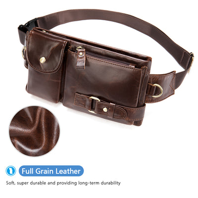Riñonera de piel auténtica para hombre