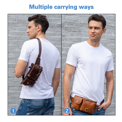 Riñonera de piel auténtica para hombre