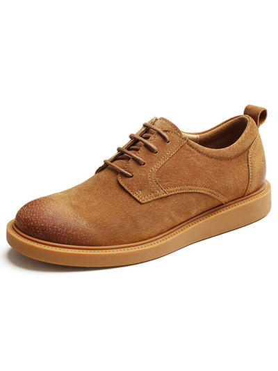 Men's Brown Leather Sneakers Work Shoes