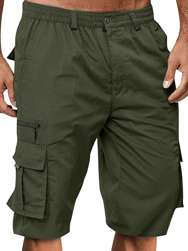 Shorts cargo elásticos y cómodos con múltiples bolsillos para hombre