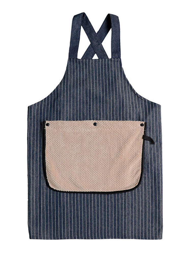 Detachable Hand Towel Striped Apron