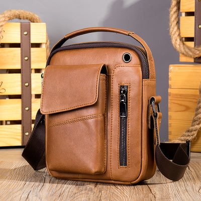 Bolso bandolera de piel de vaca para hombre