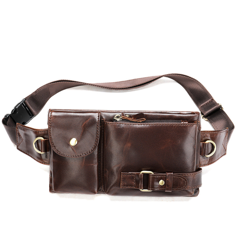 Riñonera de piel auténtica para hombre