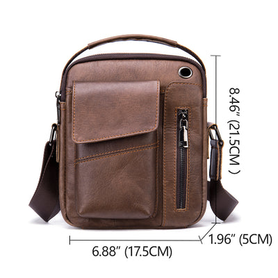 Bolso bandolera de piel de vaca para hombre