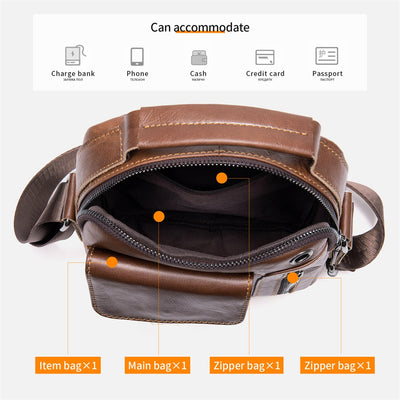 Bolso bandolera de piel de vaca para hombre