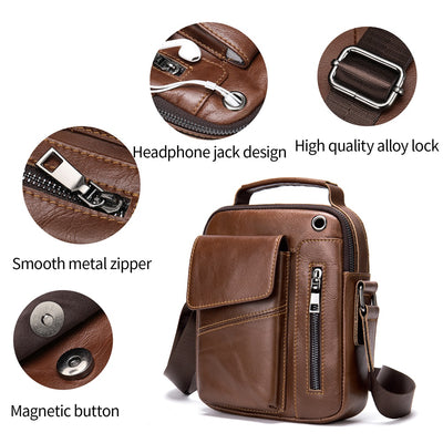 Bolso bandolera de piel de vaca para hombre