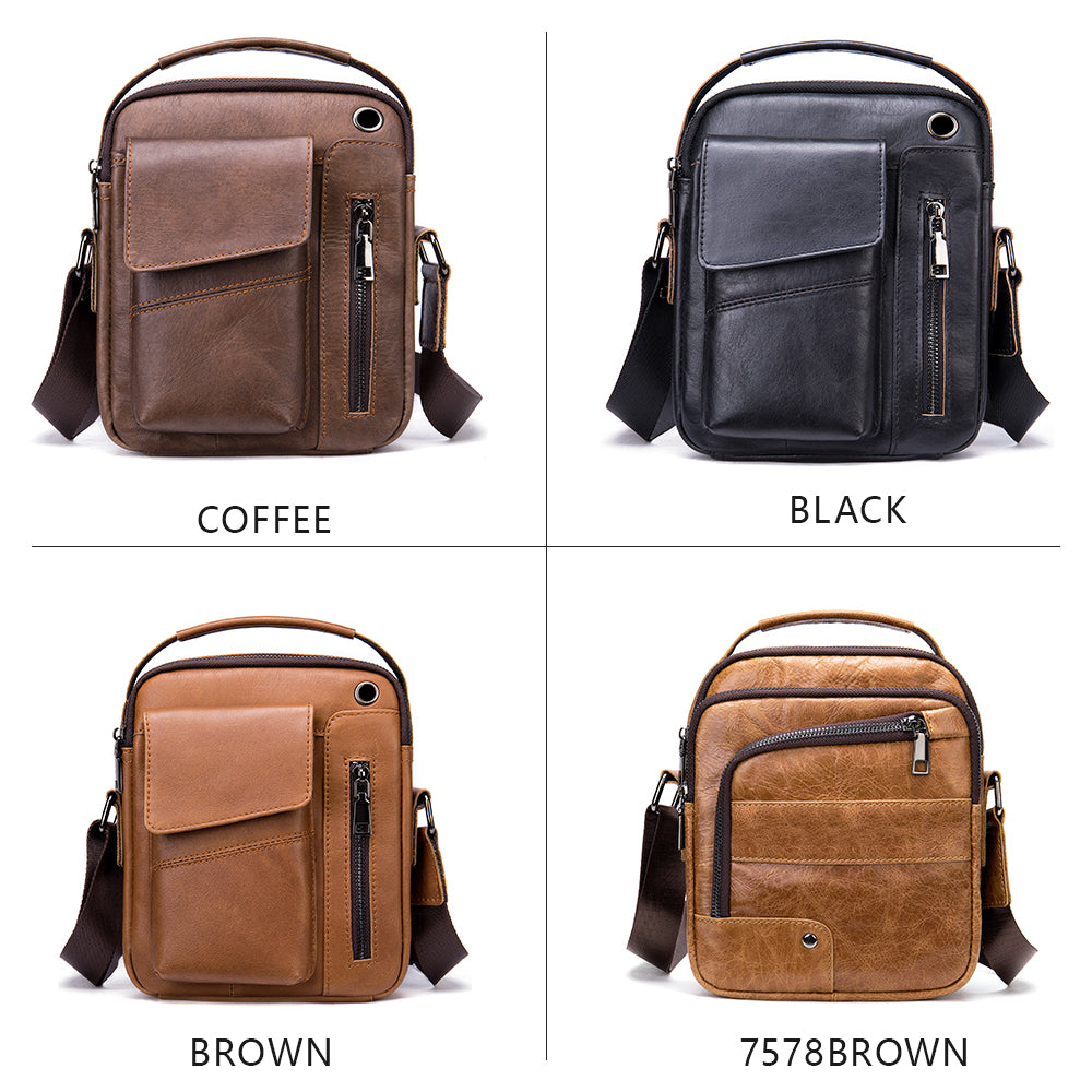 Bolso bandolera de piel de vaca para hombre
