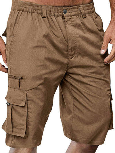 Shorts cargo elásticos y cómodos con múltiples bolsillos para hombre