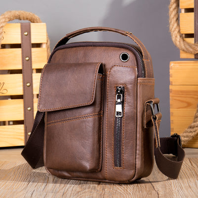 Bolso bandolera de piel de vaca para hombre