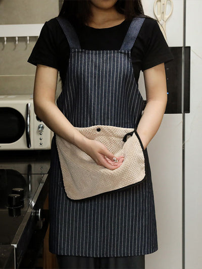 Detachable Hand Towel Striped Apron
