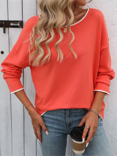 Contrast Trim Long Sleeve Top