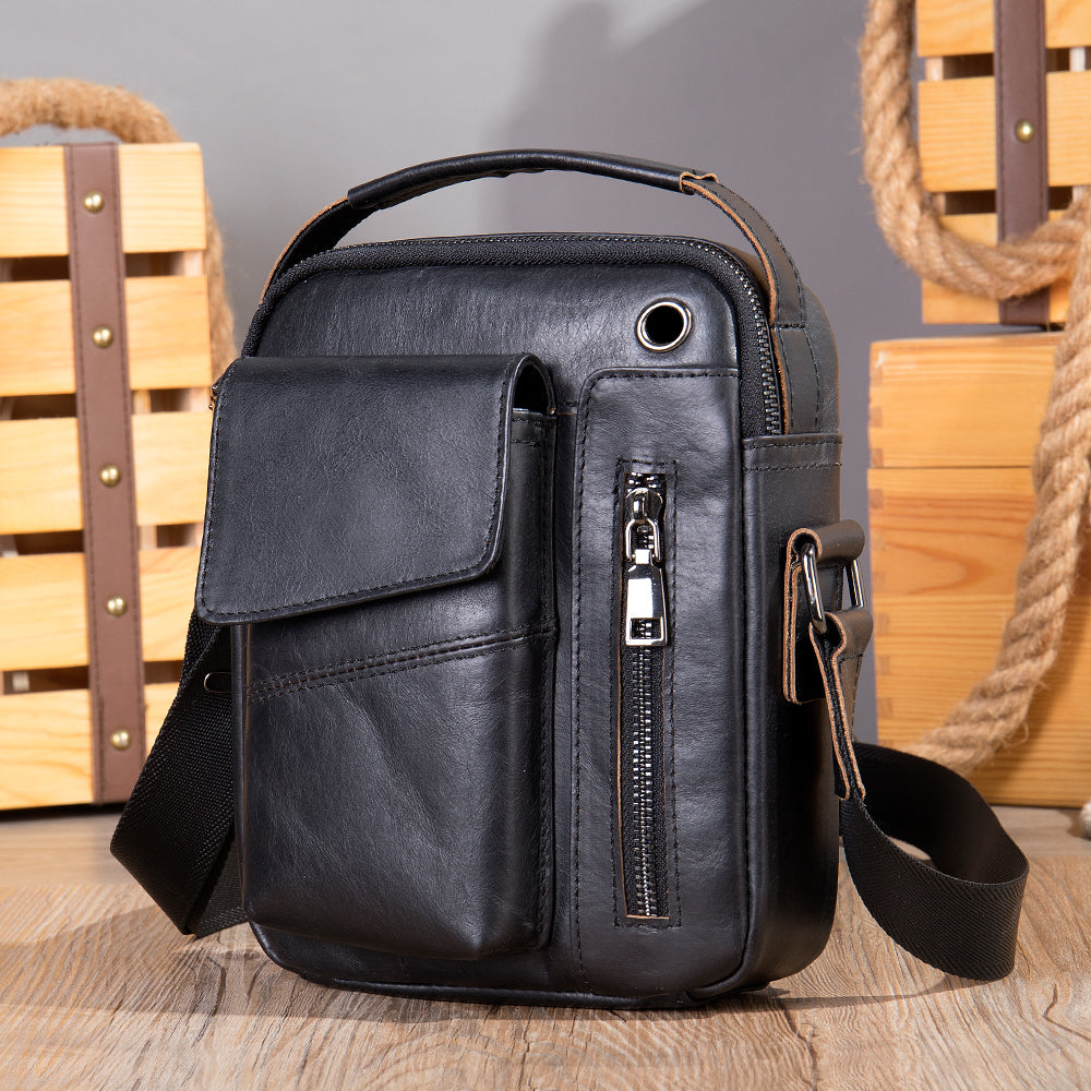 Bolso bandolera de piel de vaca para hombre