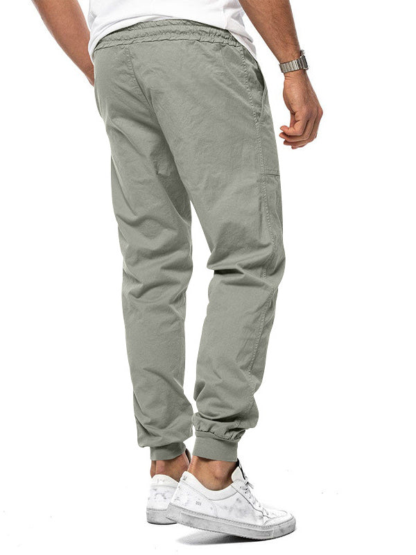 Pantalones casuales con cintura elástica y cordón para hombre