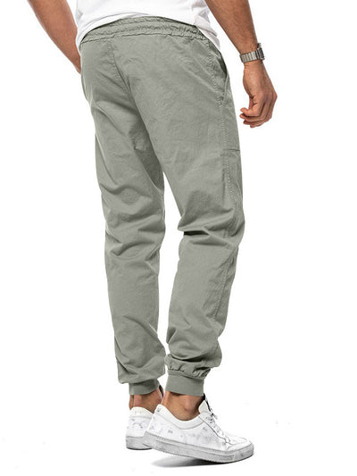 Pantalones casuales con cintura elástica y cordón para hombre