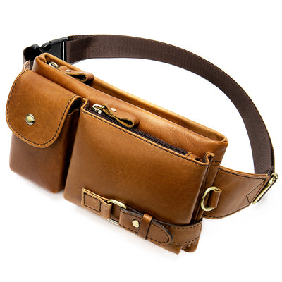 Riñonera de piel auténtica para hombre