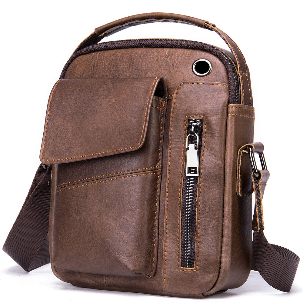 Bolso bandolera de piel de vaca para hombre