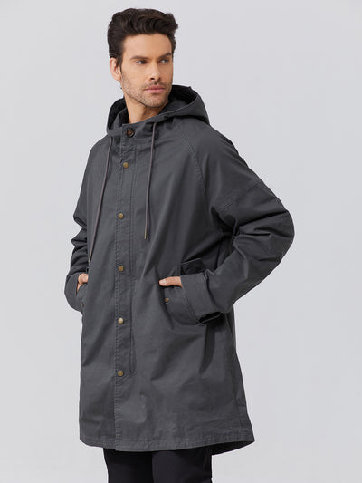 Chaqueta tipo parka con capucha y cordones ajustables para hombre