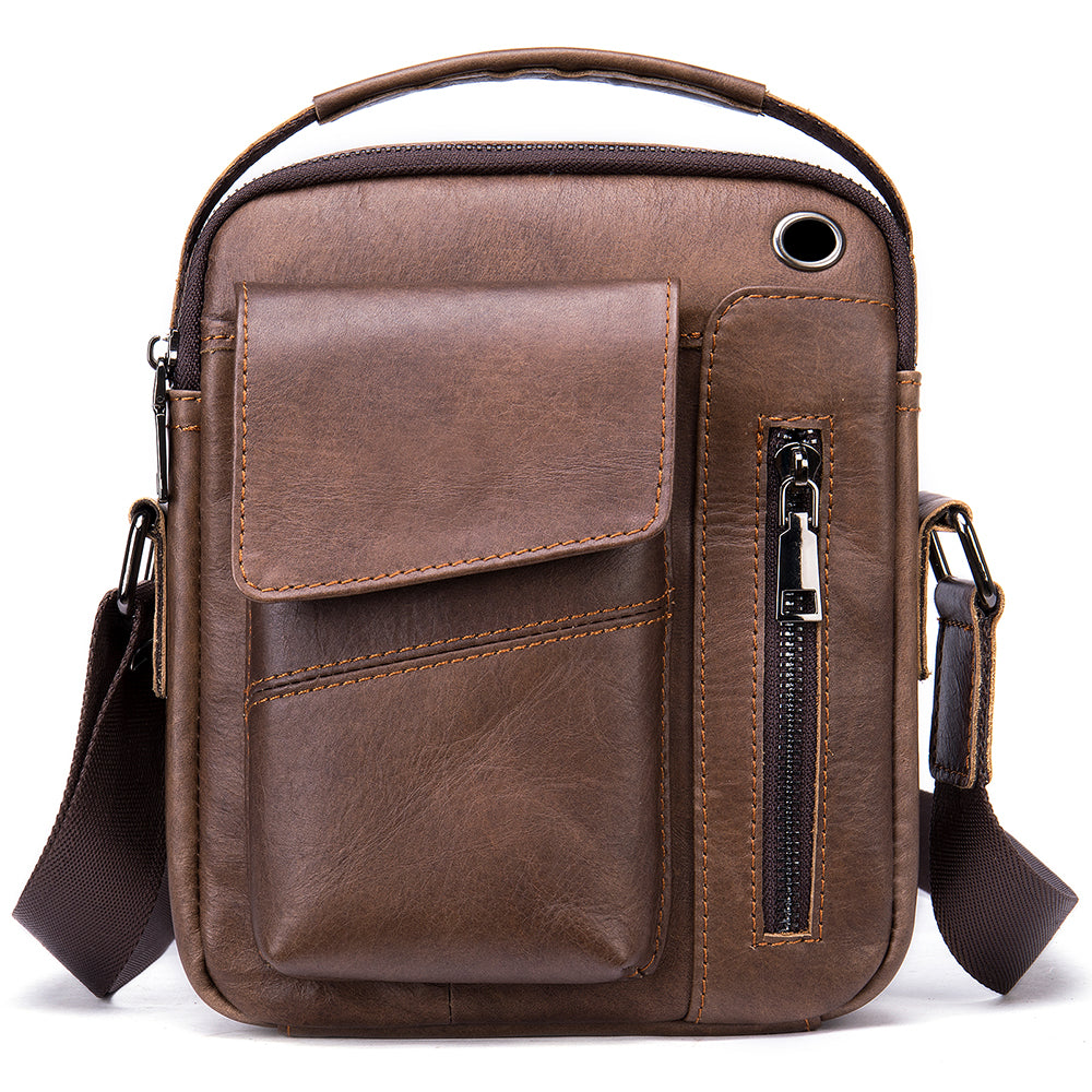 Bolso bandolera de piel de vaca para hombre