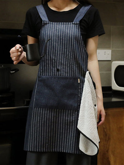 Detachable Hand Towel Striped Apron