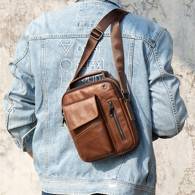 Bolso bandolera de piel de vaca para hombre