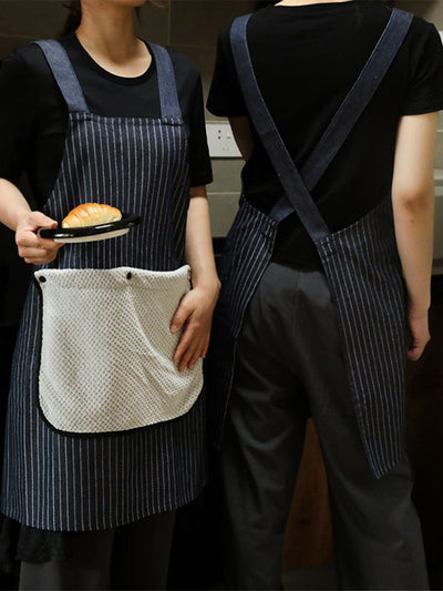 Detachable Hand Towel Striped Apron