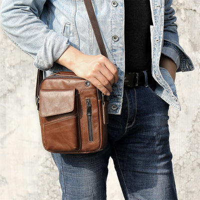 Bolso bandolera de piel de vaca para hombre