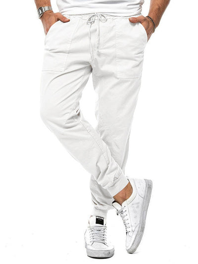 Pantalones casuales con cintura elástica y cordón para hombre