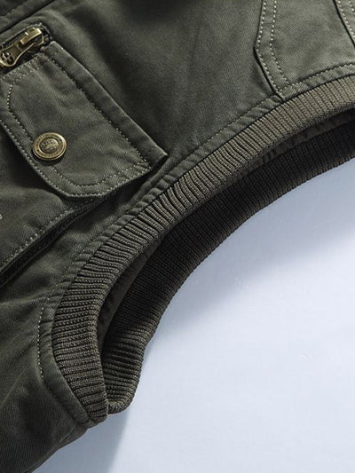 Chaqueta utilitaria de algodón con múltiples bolsillos para hombre