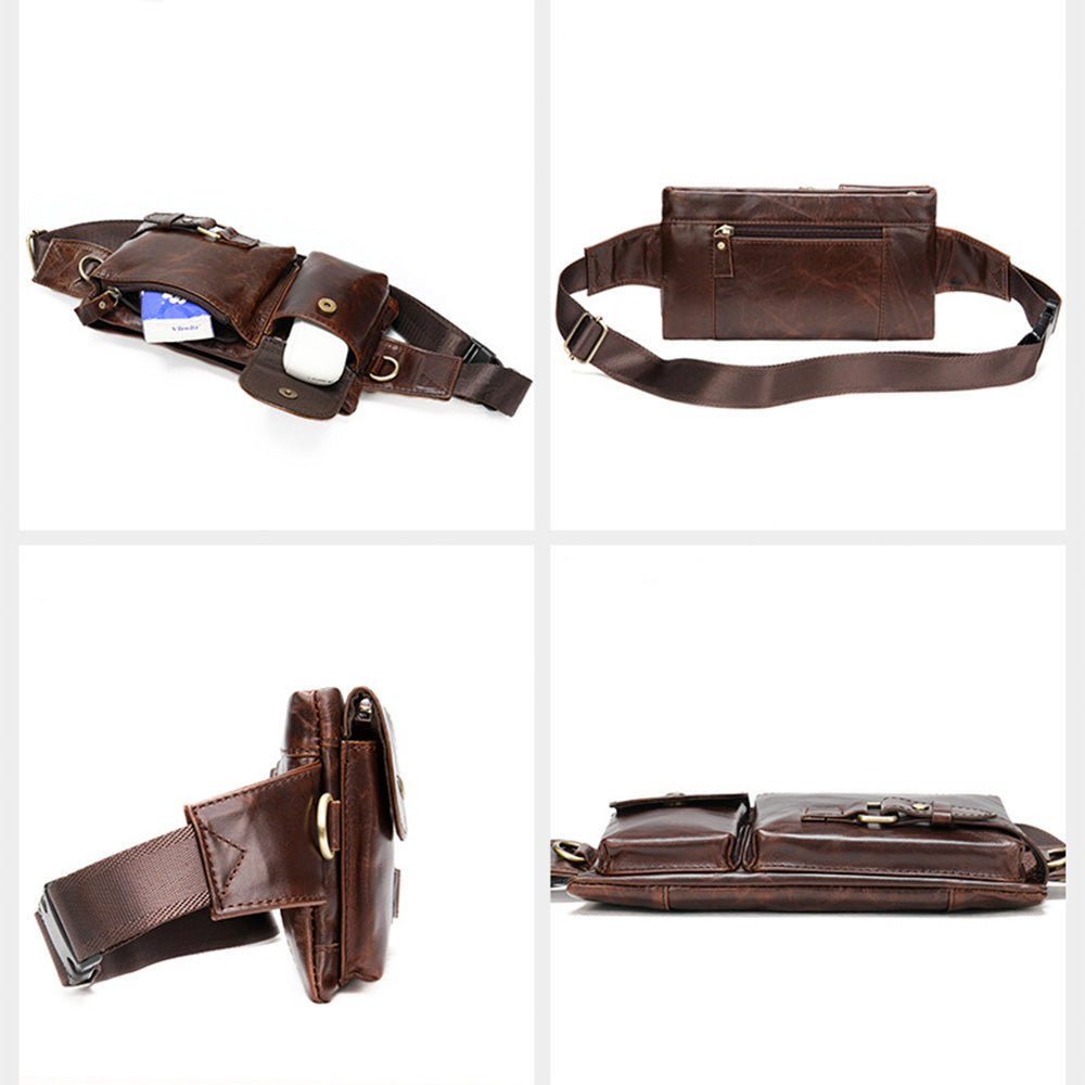 Riñonera de piel auténtica para hombre