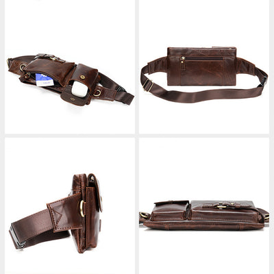 Riñonera de piel auténtica para hombre