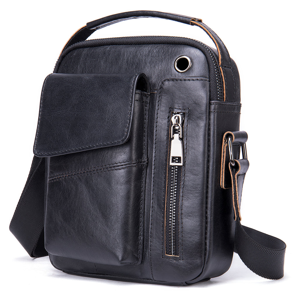 Bolso bandolera de piel de vaca para hombre