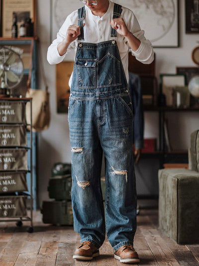 Artisan Distressed Denim Bib Overalls