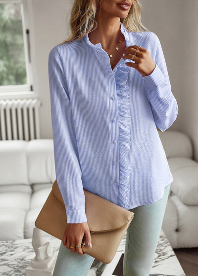 Ruffled Button-Down Blouse