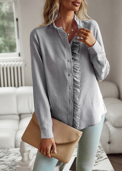 Ruffled Button-Down Blouse