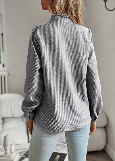 Ruffled Button-Down Blouse