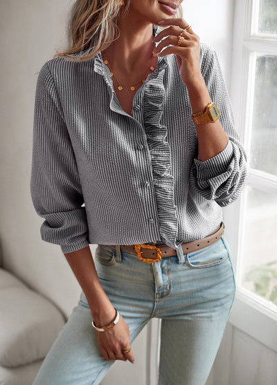 Ruffled Button-Down Blouse