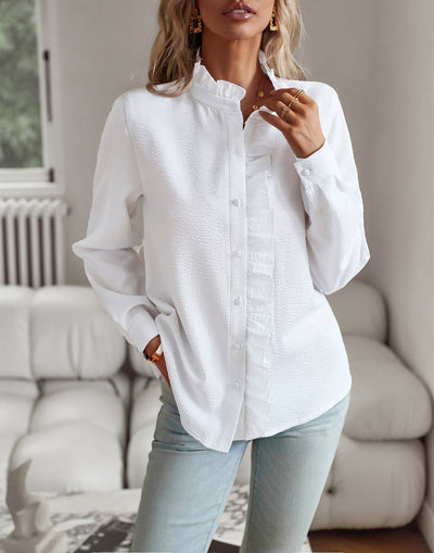 Ruffled Button-Down Blouse