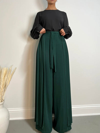 Lovely Pleated Overskirt Pants Set