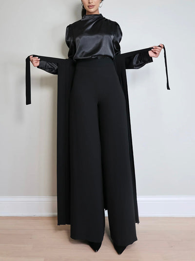 Lovely Pleated Overskirt Pants Set