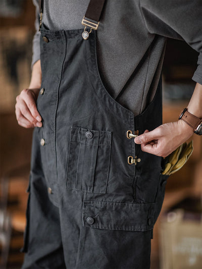 Mono de lona para hombre con bolsillos con solapa y botones en la parte delantera, ropa de trabajo