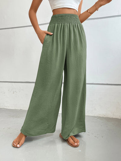 Pantalones anchos de cintura alta para mujer