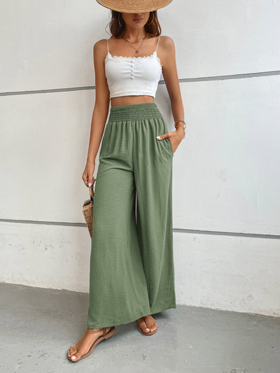 Pantalones anchos de cintura alta para mujer