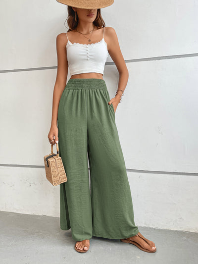 Pantalones anchos de cintura alta para mujer