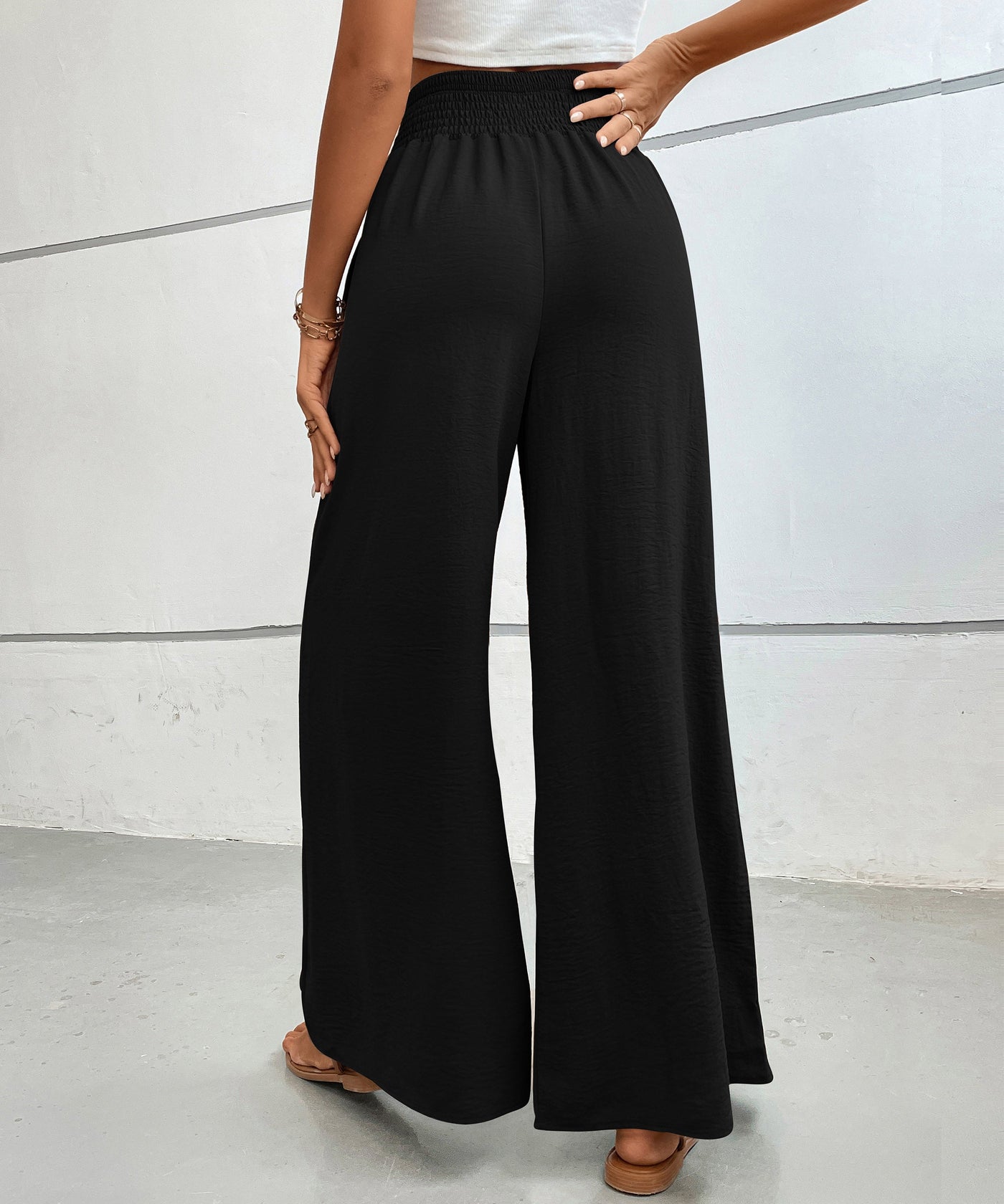 Pantalones anchos de cintura alta para mujer