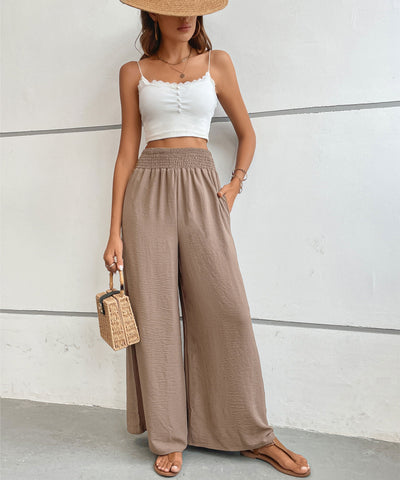 Pantalones anchos de cintura alta para mujer